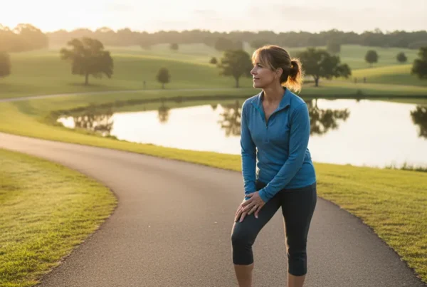 Person resting during a walk in the hills of Minneola, considering knee pain treatment.