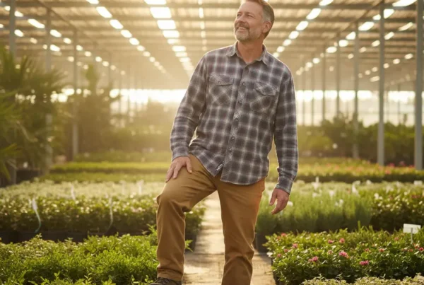 Farmer feeling relief from knee pain after non-surgical treatment in Coleman, FL.