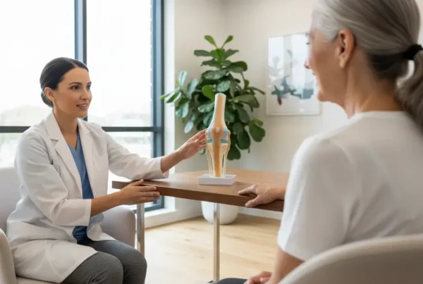 Doctor discusses stem cell therapy for knee pain with a patient in Deltona, FL.