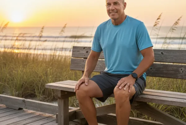 Man feeling relief from knee pain after stem cell therapy in Ormond Beach.
